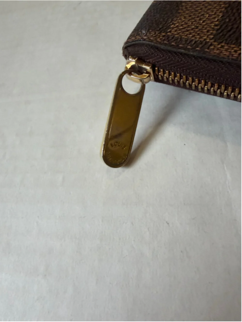 Women's Louis Vuitton Damier Ebene Wallet Brown Gold